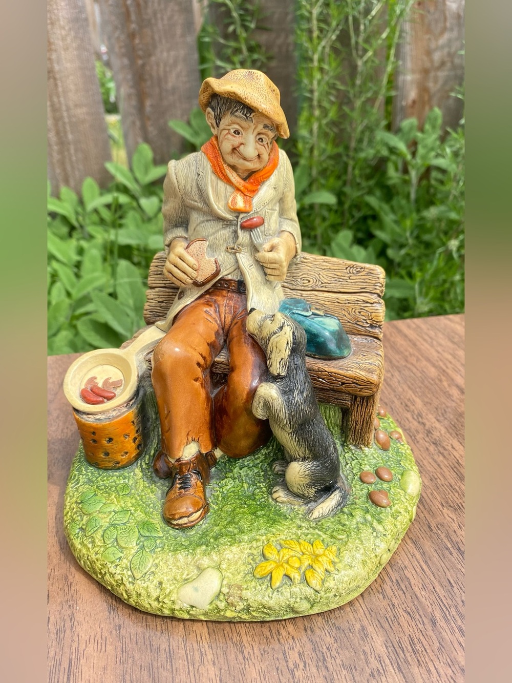 Whimsical Garden Bench Figurine in Multicolor by Hopeful